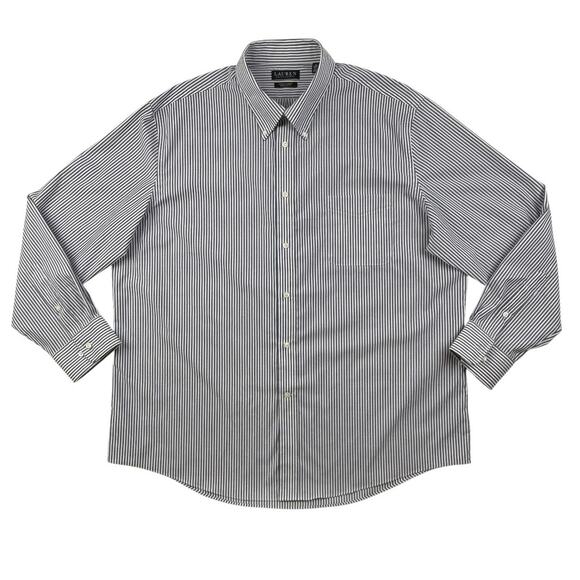 Lauren Ralph Lauren Black Label Shirt Mens 2XL Black White Stripe Button Down - Picture 1 of 10